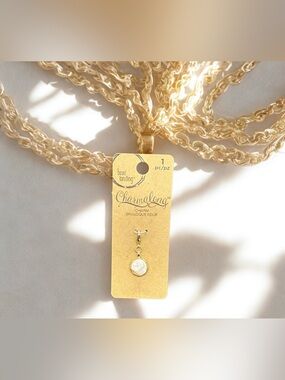 🏷️‼️5/$25🏷️‼️💛BEAD LANDING💛Gold Tone White Druzy Charm/NIP
